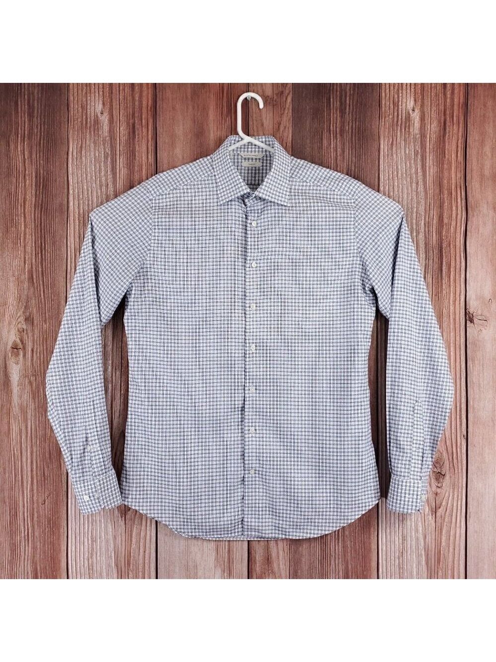Suitsupply Mens Size 16.5L 42-7 Traveller Slim Fit LS Button Up Shirt White Blue
